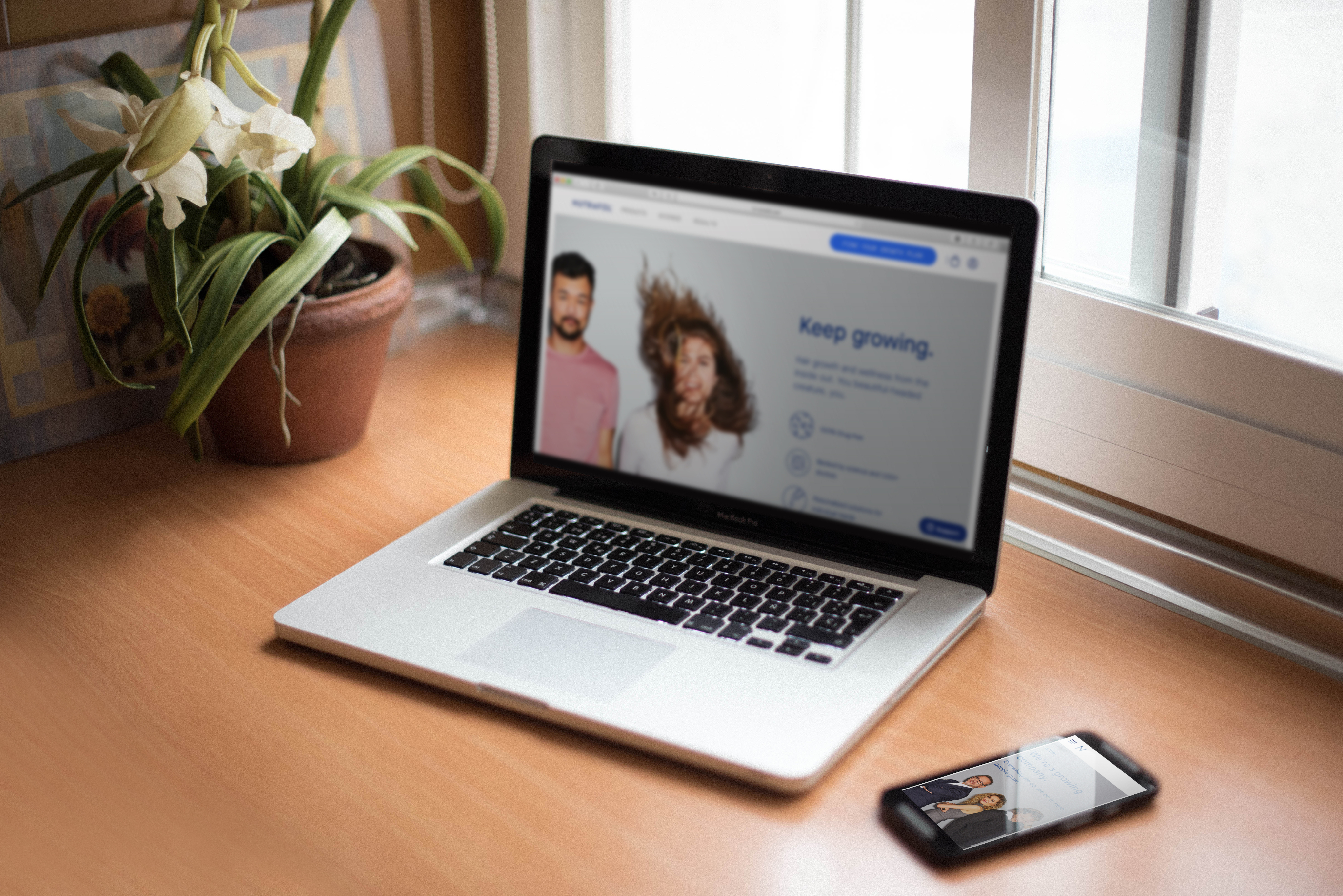 Graphic depicting UI-styled buttons with different categories of interior design items on top of an image of a modern interior living room.
