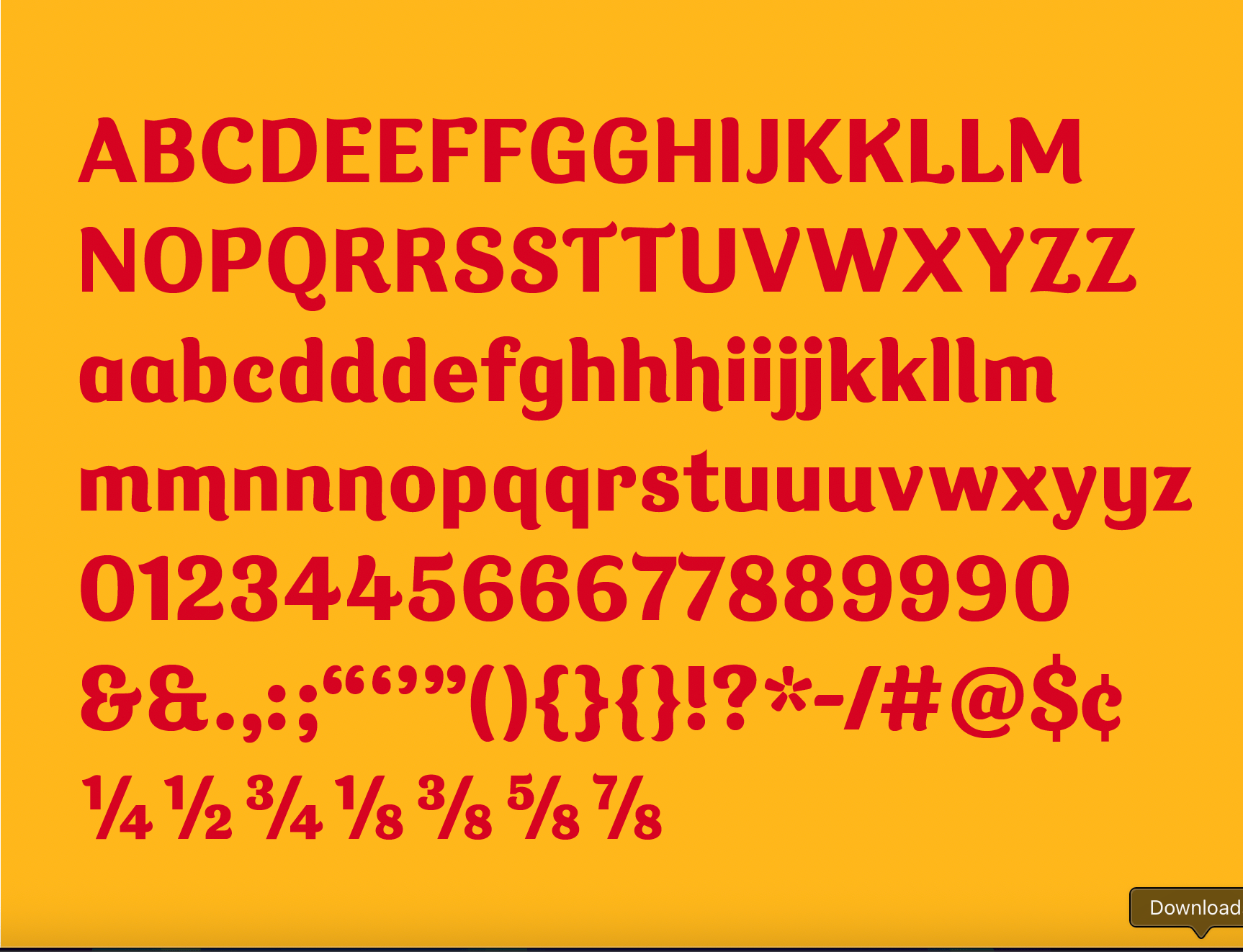 Graphic of a typography specimen showing the alphabet and numerals on top of a dark gray background.